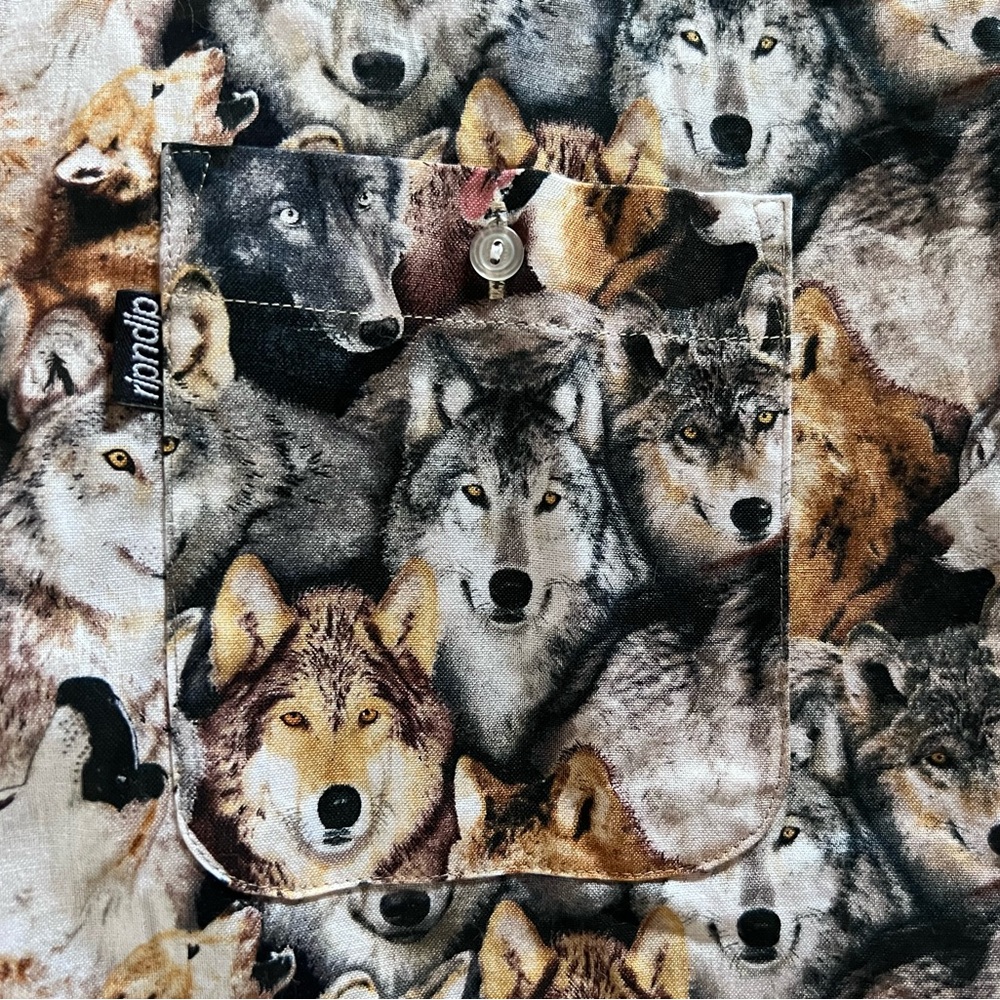 Ripndip Wolf All Over Pattern Casual Button Down … - image 3